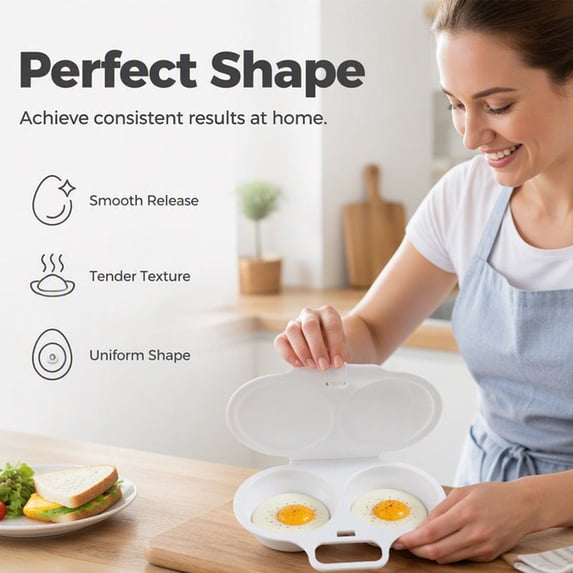MOAOASPER Microwave Egg Poacher with Two Cavities for Kitchen Cooking, Nonstick Egg Cooker with Lid for Quick Breakfast, BPA Free Egg Boiler and Steamer for and Travel Use