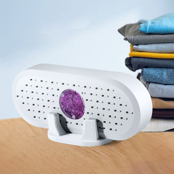 MOAOASPER Mini Rechargeable Dehumidifier for Closet, 6.29 Inch Portable Moisture Absorber with Reusable Silica Gel Beads, Small Space Dryer for Wardrobe Drawer Car, White