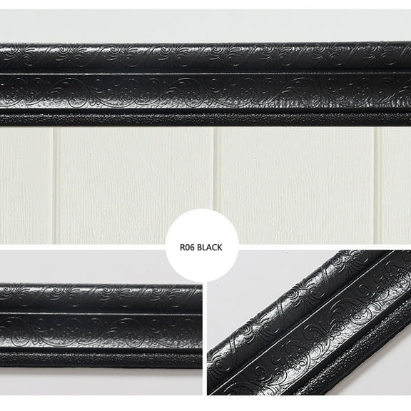 MOAOASPER Self-Adhesive 3D Wall Edging Strip Black, Waterproof Baseboard Border Decor, Home Wall Corner Frame Cover Molding, Living Room Bathroom DIY Trim