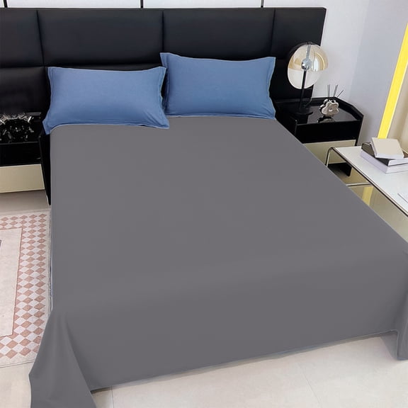 MOAOASPER Smooth Universal Flat Sheet, Active Dyeing Solid Bedding Sheet, 59.06” x 90.55” Durable Neat Bed Cover for Home Daily Use