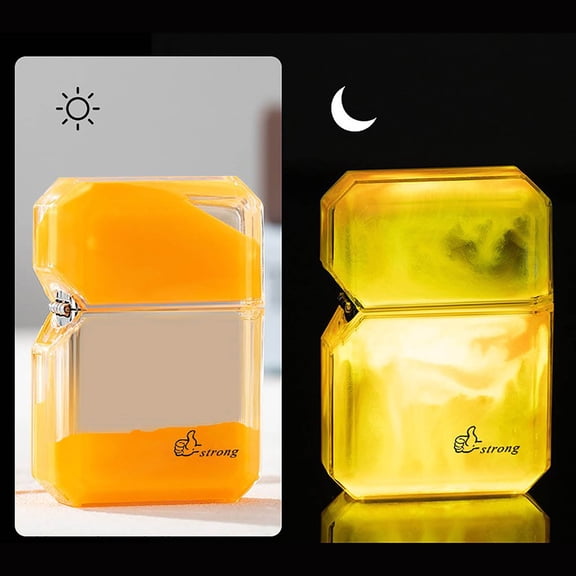 MOAOASPER Transparent Glowing Lighter with Flowing Quicksand, 2.67 in, Windproof Kerosene, Multi-Color, Gift Box Included