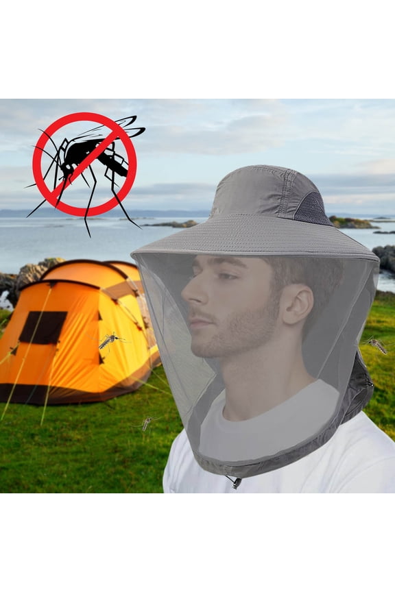 Wide Brim Mosquito Net Sun Hat,Breathable 360 Mesh Face Cover Bug Protection Cap,Lightweight Foldable Insect Proof Hat For Fishing Gardening Camping Hunting Outdoor
