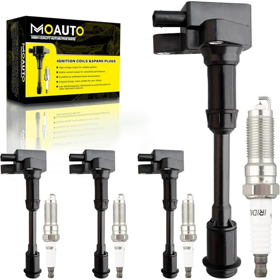 MOAUTO Set of 4 Ignition Coils Pack UF674 BM5Z-12029-B & 4 PCS Iridium Spark Plugs Compatible with Ford 2013 2014 2015 2016 Escape Fiesta Fusion Transit Connect 1.6L L4