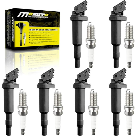 MOAUTO Set of 6 Ignition Coils Pack UF667 GN10571 & 6 PCS Iridium Spark Plugs Compatible with BMW M235i 740i 740Li 640i 535i 435i 335i 135i 135is GT xDrive - 3.0L L6