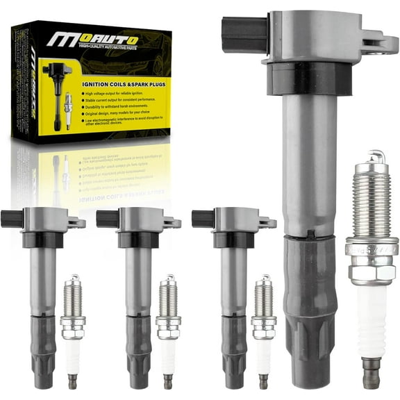 MOAUTO Set of 4 Ignition Coils Pack UF532 MR994642 & 4 PCS Iridium Spark Plugs Compatible with Mitsubishi Eclipse Galant Outlander 2.4L 3.8L