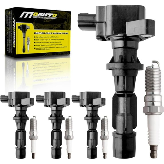 MOAUTO Set of 4 Ignition Coils Pack UF540 L3G218100 & 4 PCS Iridium Spark Plugs Compatible with Mazda 3 6 CX-7 MX-5 2.0L 2.3L 2.5L L4
