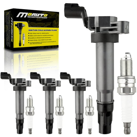 MOAUTO Set of 4 Ignition Coils Pack UF725 96983945 & 4 PCS Iridium Spark Plugs Compatible with Chevrolet 2013 2014 2015 Spark 1.2L L4