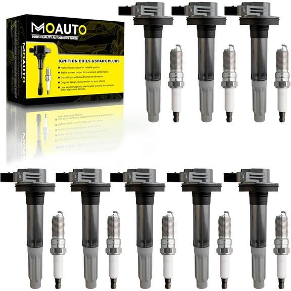MOAUTO Set of 8 Ignition Coils Pack UF622 DG542 BR3Z12029A & 8 PCS Iridium Spark Plugs Compatible with Ford F150 Mustang Lobo 2011-2015 5.0L V8