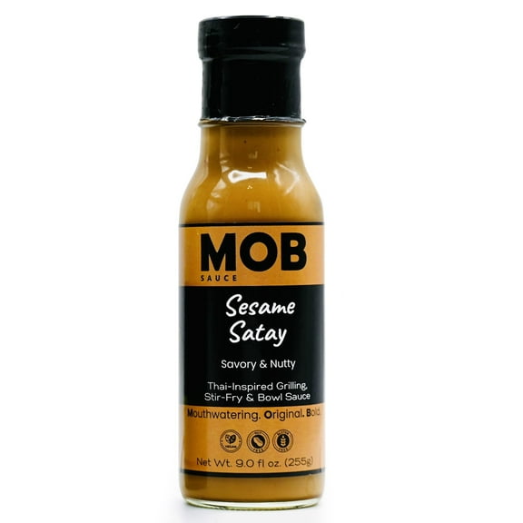 MOB Sauce Sesame Satay Savory and Nutty Thai Inspired Grilling, Stir-fry and Bowl Sauce Thats Nut-Free, Vegan, Gluten-Free with Natural Ingredients Free of Preservatives 9 fl oz