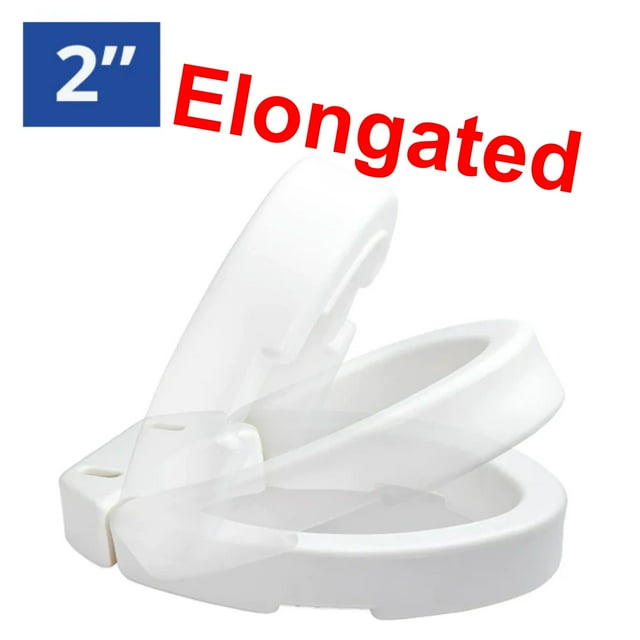 MOBB Healthcare Elongated Raised Toilet Seat 2 inch Hinged Design