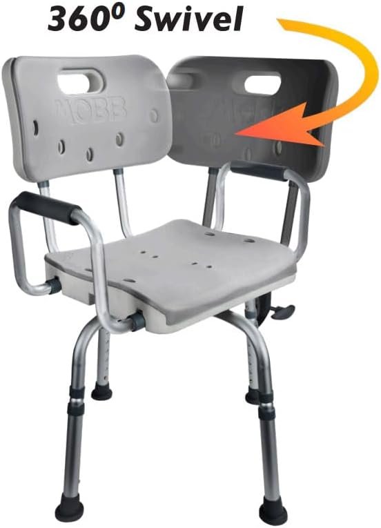 MOBB Premium Bathroom Swivel Shower Chair Bath Bench with Back 3.0 360 Degree Swivel Seat with