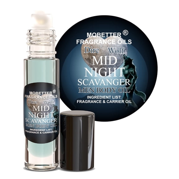 MOBETTER FRAGRANCE OILS Dire Wolf Midnight Scavanger Men Body Oil 0.33 Oz Roll On, Glass Bottle, Long Lasting, Travel Size