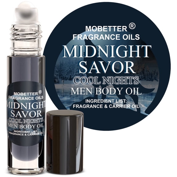 MOBETTER FRAGRANCE OILS Midnight Sauvage Cool Nights Men Cologne Body Oil 1/3 oz roll on Glass Bottle