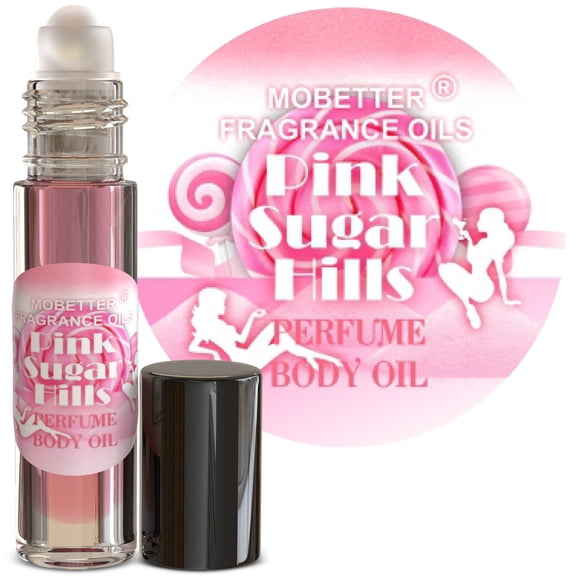 MOBETTER FRAGRANCE OILS Pink Sugar Hills Women Perfume Body Oil, notes of raspberry, cotton candy, and vanilla, creating a floral and fruity scent, travel size long lasting scent