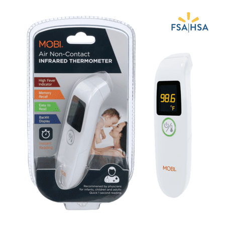 MOBI Air Non-Contact Forehead Thermometer w/ Integrated Distance Sensor, Smart Medication Reminder & Memory Recall