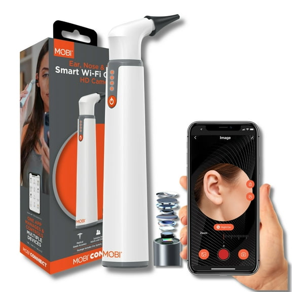 MOBI Smart Baby Otoscope Jr  1080P HD Ear Camera with LED Lights | Helps Detect Ear Infections Early | Safe Ear, Nose & Throat Scope for Kids, Toddlers, Adults | Home Health Monitoring Tool