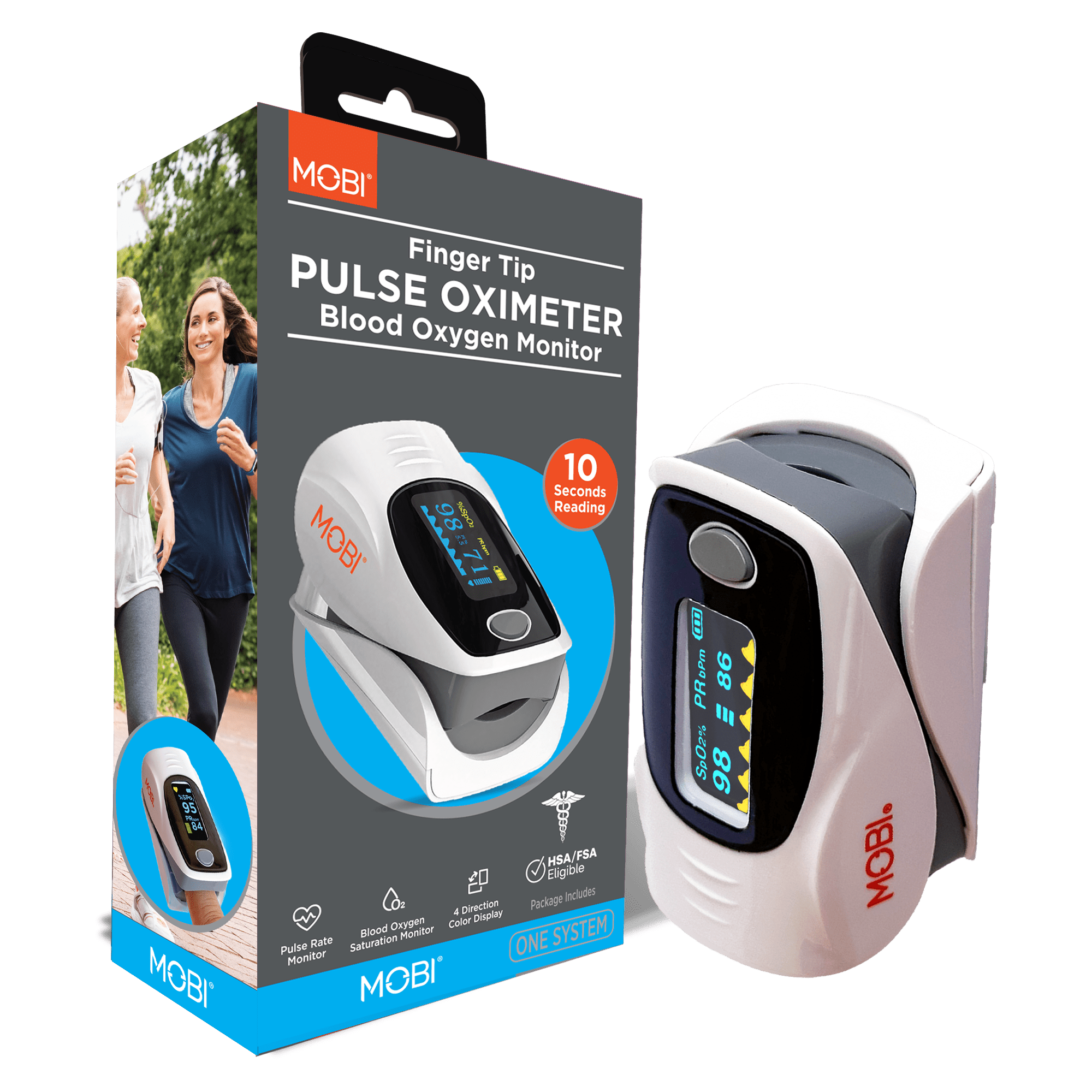MOBI Digital Fingertip Pulse Oximeter - Heart Rate & Oxygen Level Monitor with OLED Color Display-Analog Model