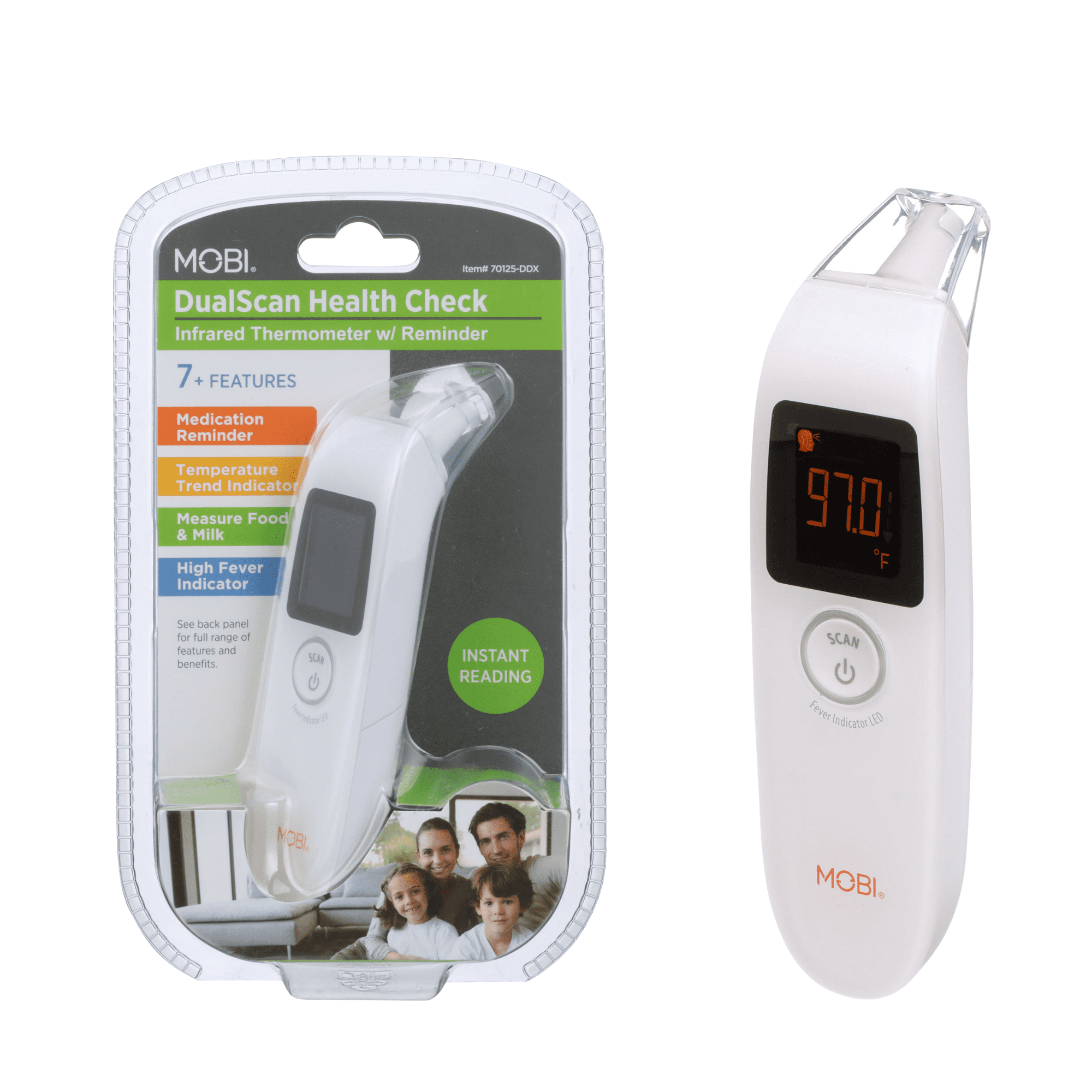 Mobi Infrared Thermometer with Reminder, DualScan Health Check