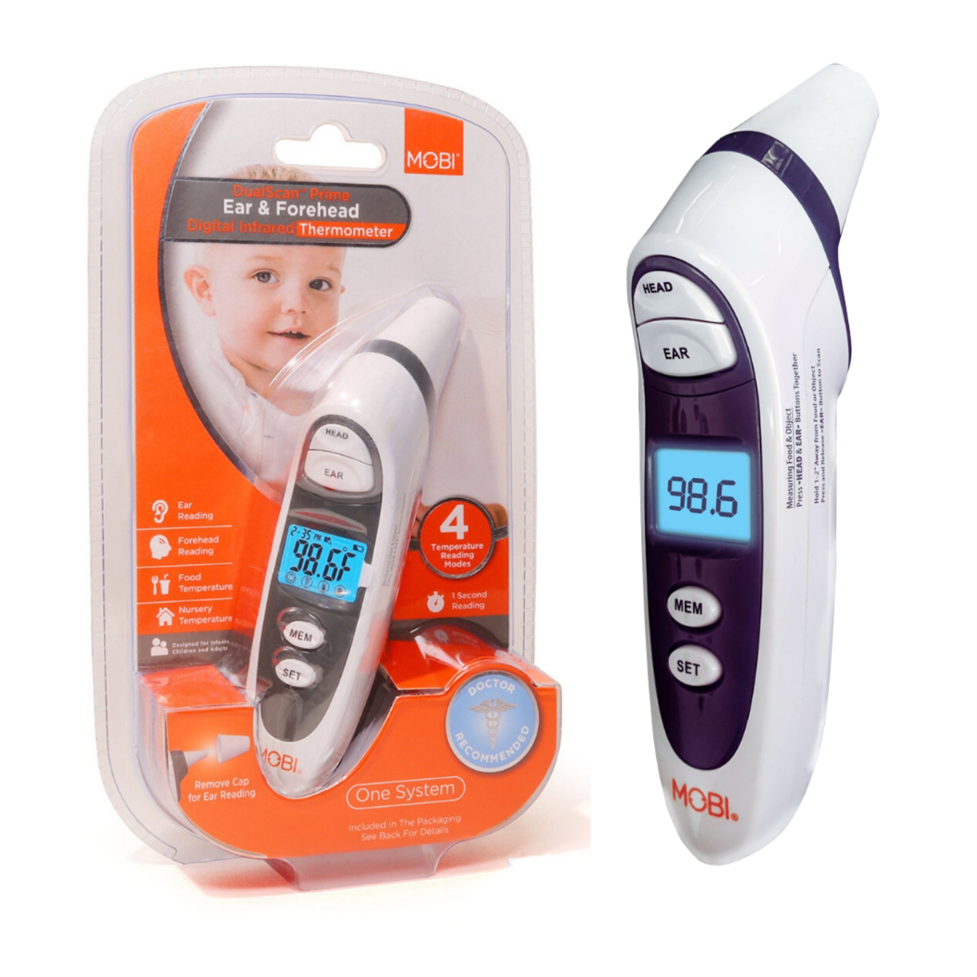 MOBI DualScan Prime Ear & Forehead Thermometer with Object Temperature