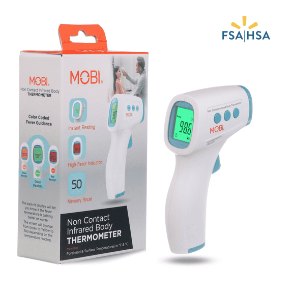 MOBI Non-Contact Forehead Digital Thermometer - High Fever Indicator - for Baby, Kids, & Adults