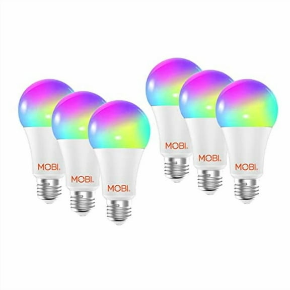 MOBI Smart LED Light Bulb 6-Pack Smart Wi-Fi LED Bulb Multi-Color Changing LED Light Bulb for Home; Bedroom