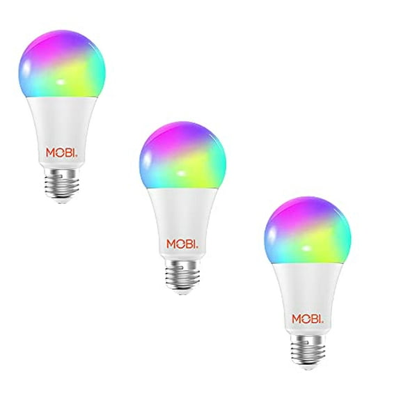 MOBI Smart LED Light Bulb | Multicolor Changing/Controlled Bulbs, No Hub, Wireless Lights - 3 Bulb Kit