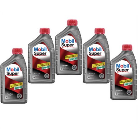 MOBIL 124403 Engine Oil,10W-30,Synthetic Blend Pack of 5