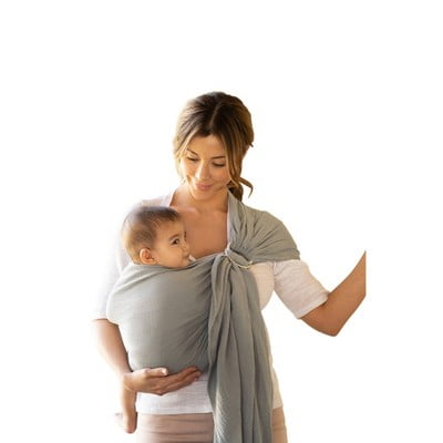 MOBY Ring Sling Breathable Double Gauze Cotton Baby Carrier, Pewter