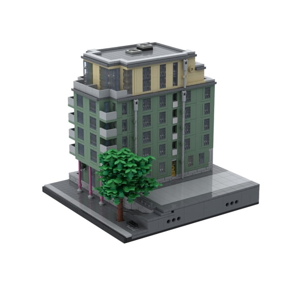 MOC-100703 Stockholm Apartment Building Blocks Set 2,291-Piece Modern Scandinavian Architecture Model Kit, Sweden Landmark Display, Perfect Gift