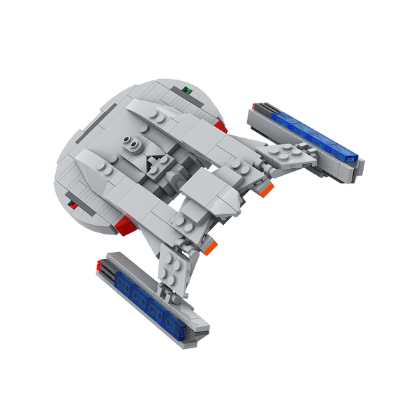 MOC-105250 Mini Disc-Shaped Interstellar Cruiser Building Block Kit, 219 Pcs Retro Sci-Fi Spaceship Collectible Display Brick Model
