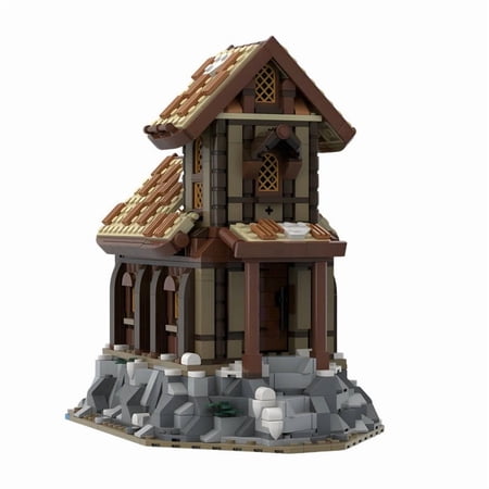 MOC-1074PCS 234703 Medieval Isolated Church Manor Building Bricks – Collectible Architecture Model Toy