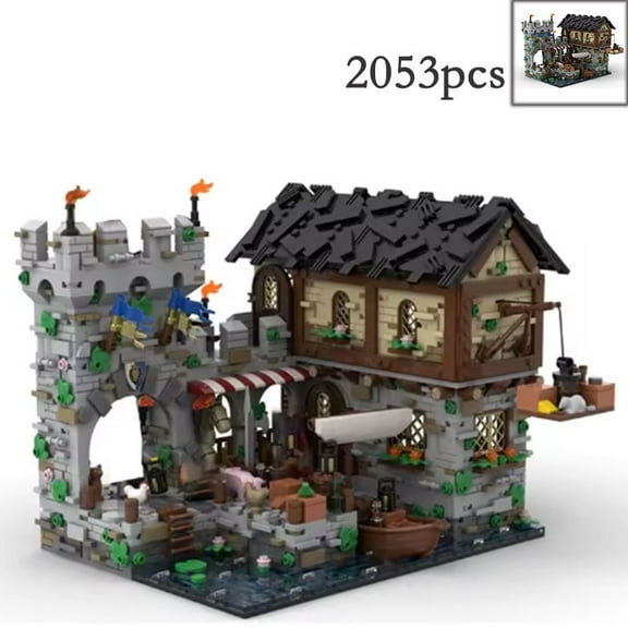 MOC-124794 Medieval Harbor Modular Building Blocks Set Castle MOC Bricks Gift Toys 2053pcs