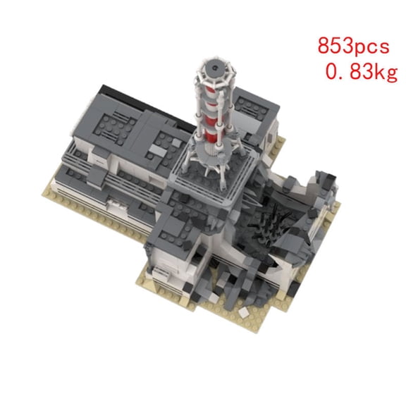 MOC-124975 Nuclear Power Plant Ruins Building Set - 853PCS Realistic Diorama Bricks, Compatible with Major Brands, Post-Apocalyptic Display Model for Adult Collectors