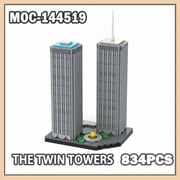 MOC-144519 The Twin Towers Modular Building Blocks Set Skyscraper MOC Bricks Toys 1800 834pcs