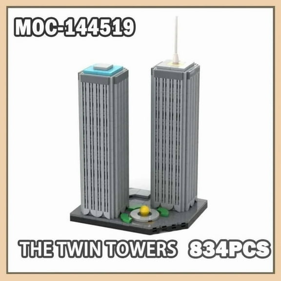 MOC-144519 The Twin Towers Modular Building Blocks Set Skyscraper MOC Bricks Toys 1:800 834pcs
