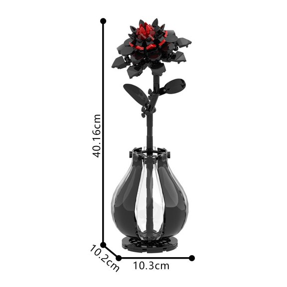 MOC 150PCS Black Dahlia Flower Building Blocks Set - Creative Dark Aesthetic Rose Bouquet Build Toy | Compatible with Standard Bricks | Unique Home & Office Decor Gift