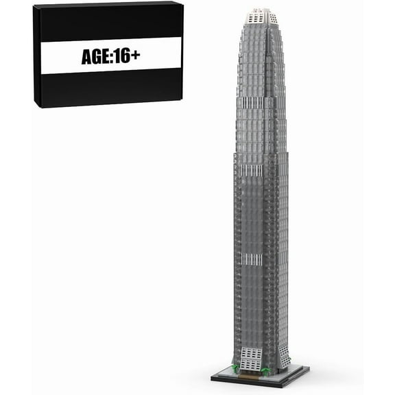 MOC-153369 Two International Finance Centre Modular Building Blocks Set Hong Kong Skyscraper MOC Bricks Toys 1:800 2044pcs