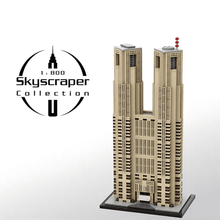 MOC-153517 Tokyo Metropolitan Government Building Blocks Set Skyscraper MOC Bricks Toys 1:800 Model 1972pcs