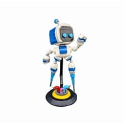 MOC-196011 Cute Space Robot Building Blocks Set, Blue White Astro Style Robot Figure with Display Stand and Base, Mini Bricks DIY Assembly Sci-Fi Robot Model
