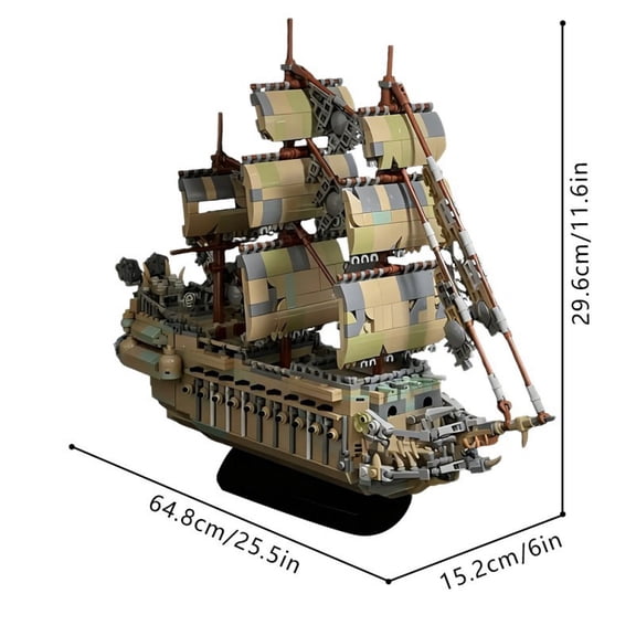 MOC-232567 Detailed Fantasy Ghost Pirate Ship Building Bricks Set Collectible Sailing Vessel Model Toy