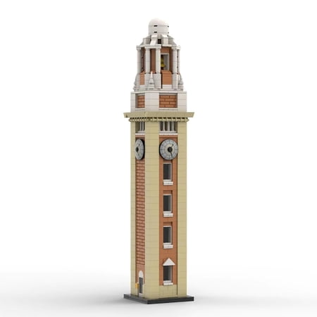 MOC-23668 Clock Tower Modular Building Blocks Set Tsim Sha Tsui Train Station Kowloon Hong Kong MOC Assembly Bricks Toys