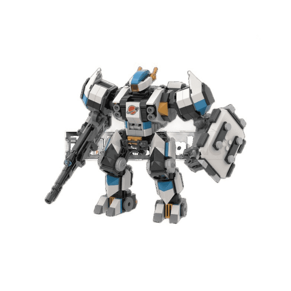 MOC-239116 734PCS Space Defense Mech Building Blocks, DIY Assemble SciFi Robot Model, Small Particle Bricks Toy, Collectible Desktop Display Ornament for Festival Gift