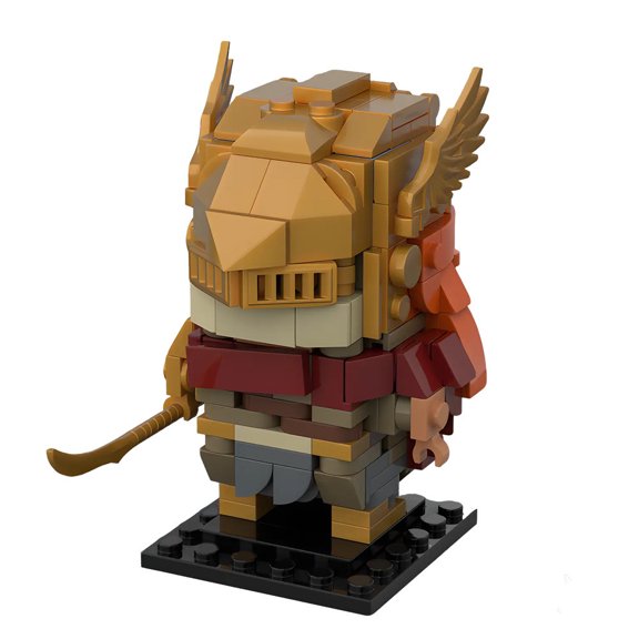 MOC-239867 Fantasy Valkyrie Warrior Building Blocks Set | Golden Winged Female Warrior with Scythe Bricks Model