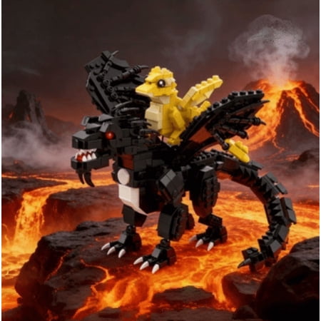 MOC 4-Winged Dragon Knight Building Blocks Medieval Myth Beast Toy