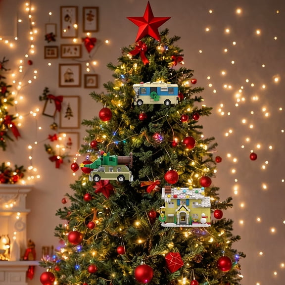 MOC 412PCS Crazy Christmas Vacation-Super small house pendant building block toys compatible with LEGO