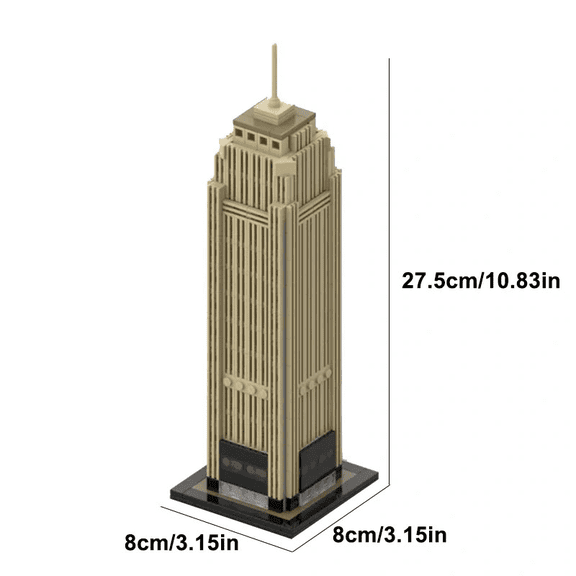 MOC-76500 Rand Tower Building Blocks Set 502-Piece Minneapolis Landmark Model Kit, Art Moderne Architecture Skyscraper Display, Perfect Gift