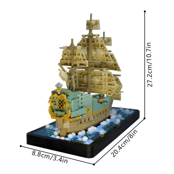 MOC-899PCS 239320 Miniature Fantasy Sailing Ship Building Blocks Set Desktop Decor Model