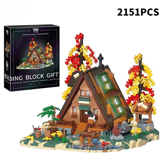 MOC Autumn Treehouse Architecture Style Castle House Micro Building Block Brick for Kid Gift Children Construction Toys