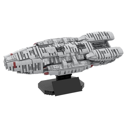 MOC Battlestared Galactica Spacecraft Model The Bucket Spaceship Building Blocks Set with Display Stand Toys for Kids