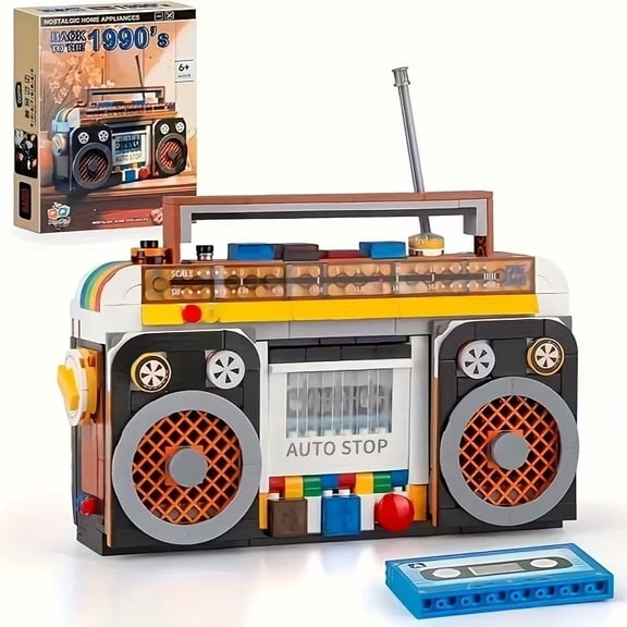 MOC Building Blocks Nostalgic Home Appliances Retro Radio Set, 544pcs Back to the 1990's Classic Boombox Model, DIY Assembly Toy, Creative Gift for Collectors